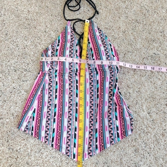 🆕 SO geo striped halter tankini swim top xs - Picture 3 of 9